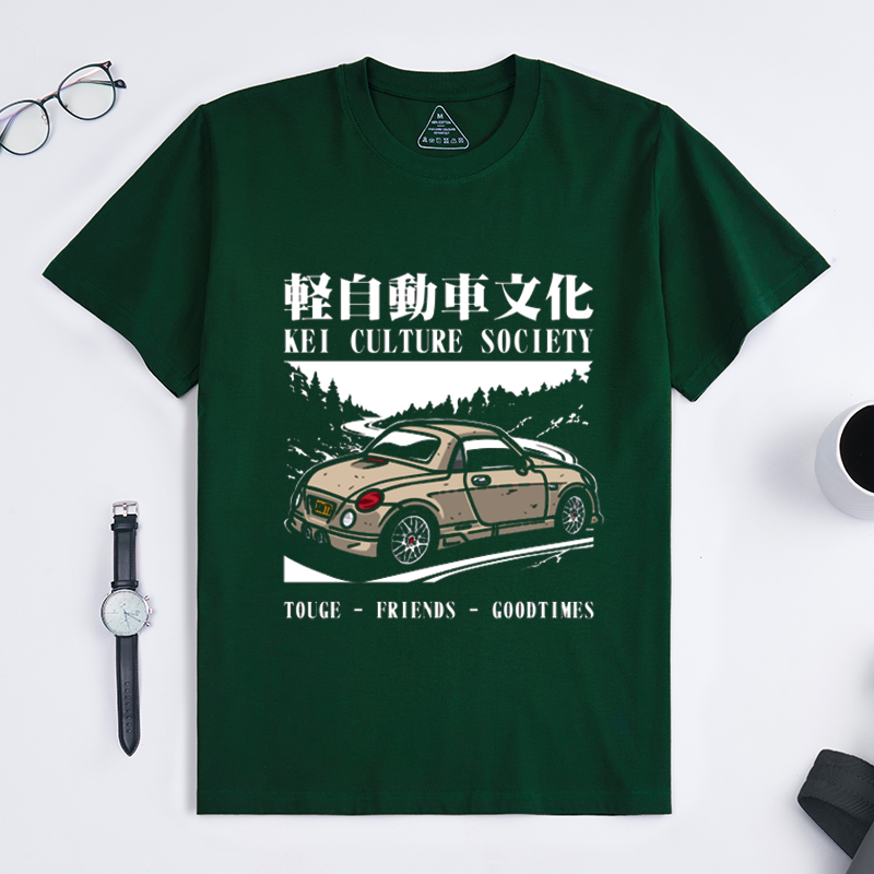 Japanese Kei Car Touge Drift Culture Crew Neck Short Sleeve Tee for JDM Kei Auto & Mountain Road Racing Enthusiasts
