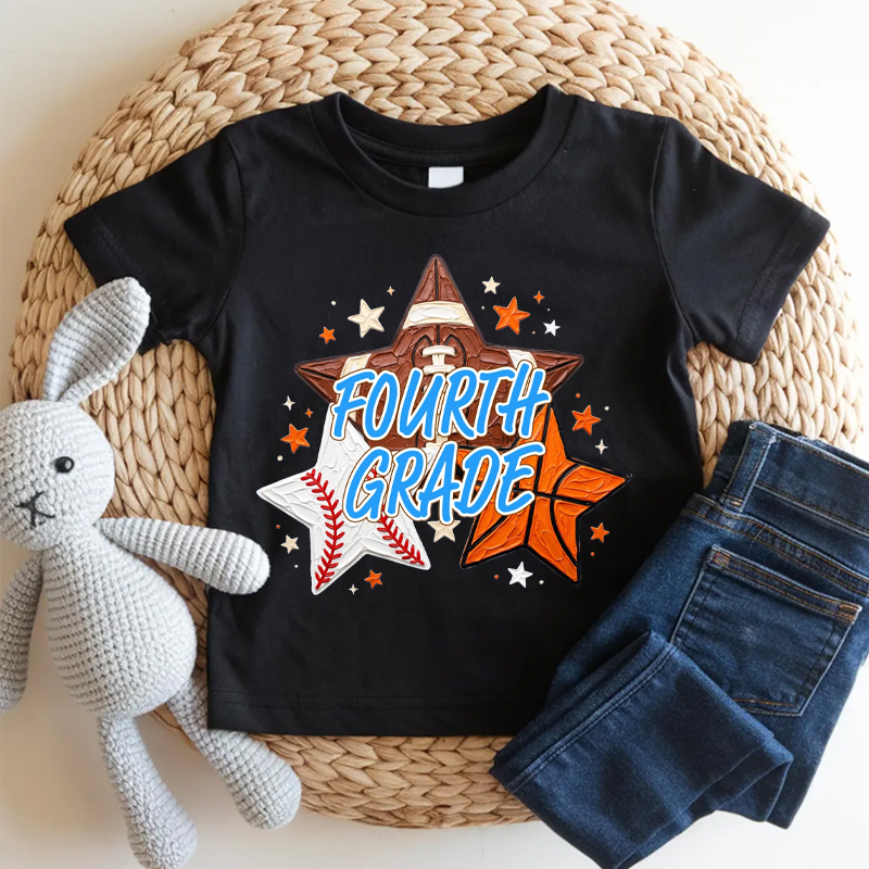 Personalized Sports Star Kids T-Shirt Oil Painting Print Back To School  Gift for Kids