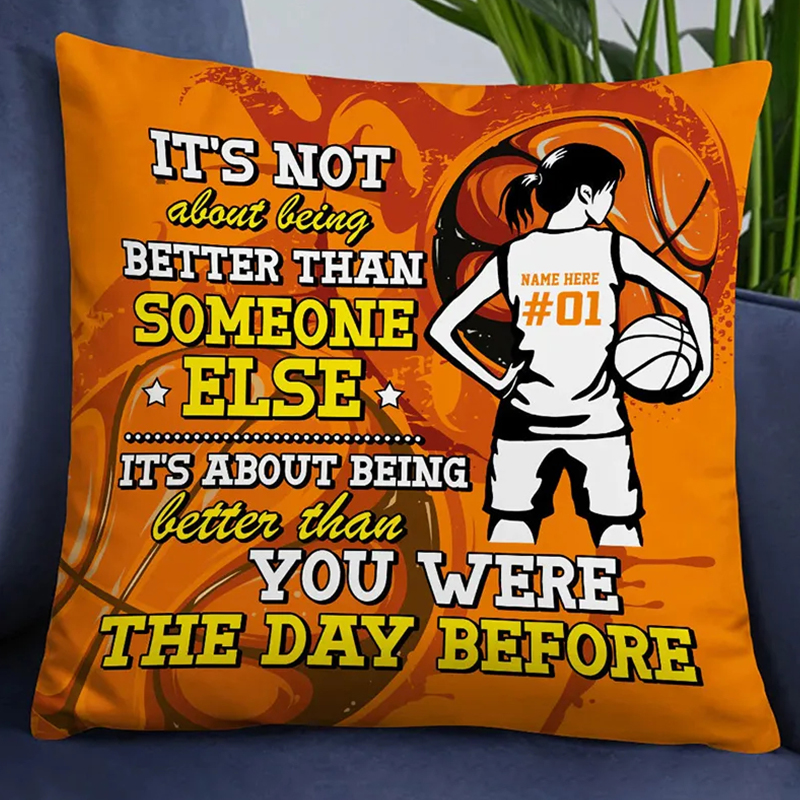 Personalized Basketball Pillow with Custom Name and Motivational Quote   