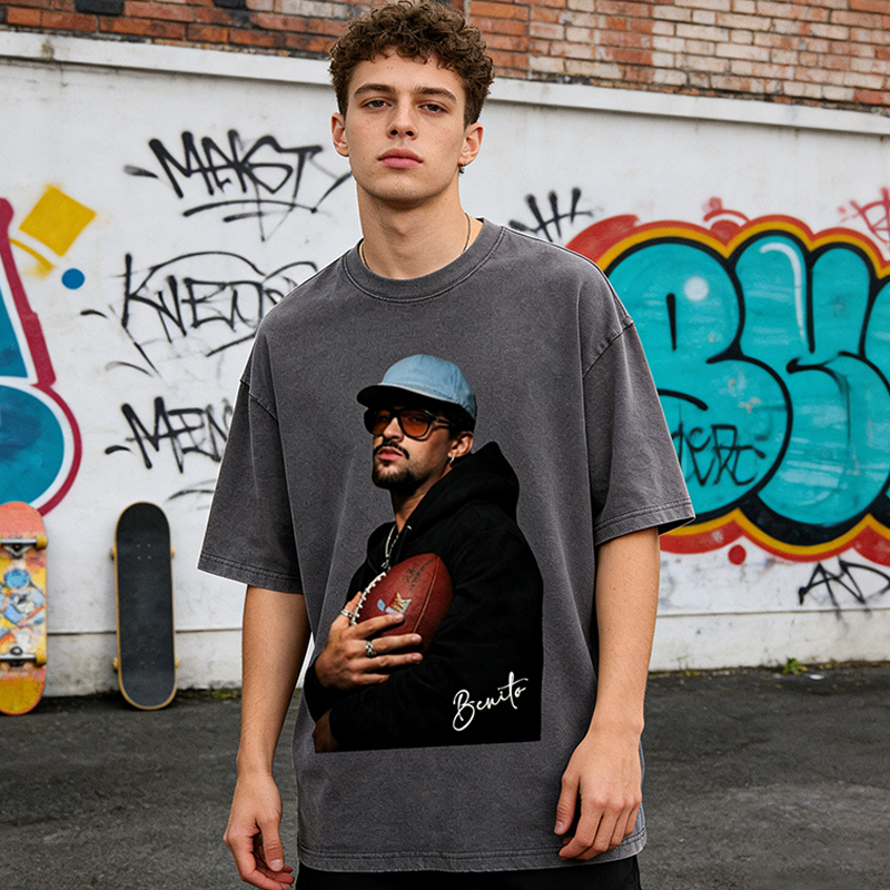 Personalized Benito Super Bowl Washed T-Shirt Perfect for Football Fans and Trendsetters