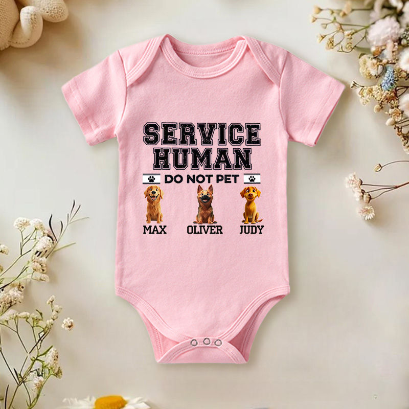 Personalized Service Human Do Not Pet Dog Baby Bodysuit Baby Shower Gift