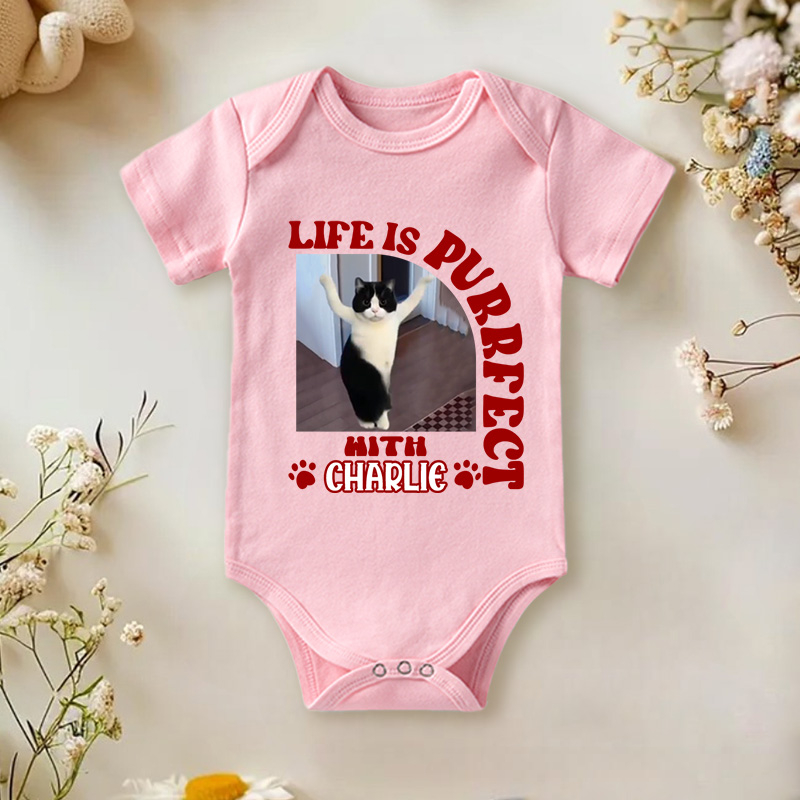Personalized Life is Purrfect Bodysuit Baby Shower Gift