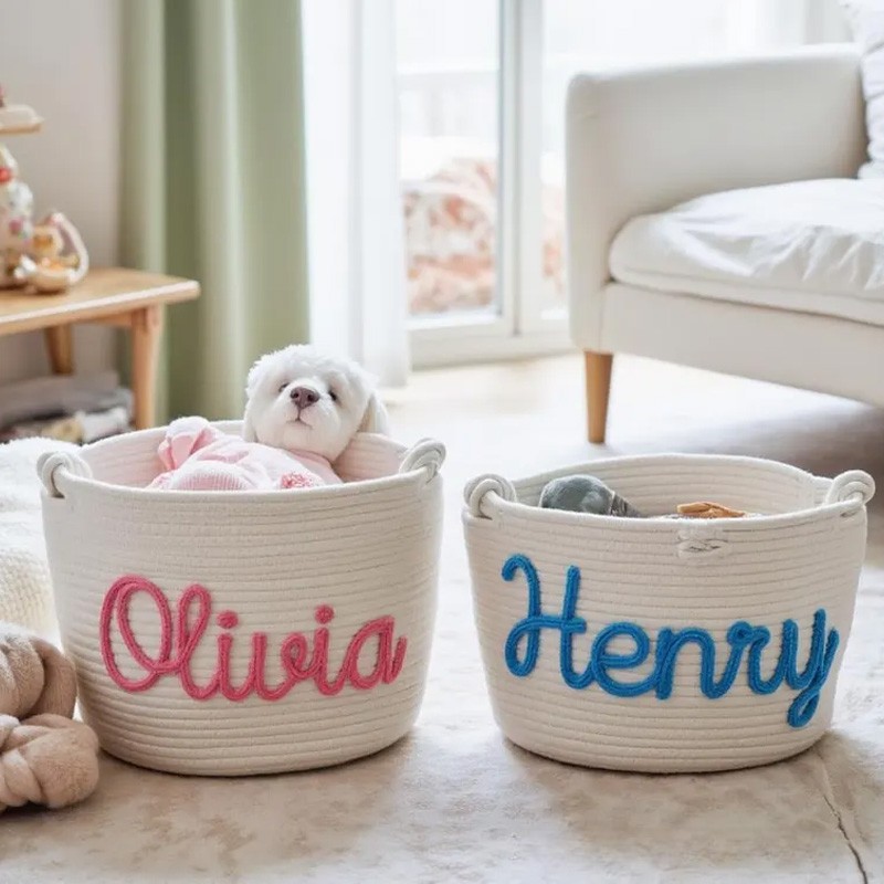 Personalized Basket with Name Baby Toys Basket Baby Shower Gift Newborn Baby Name Gift