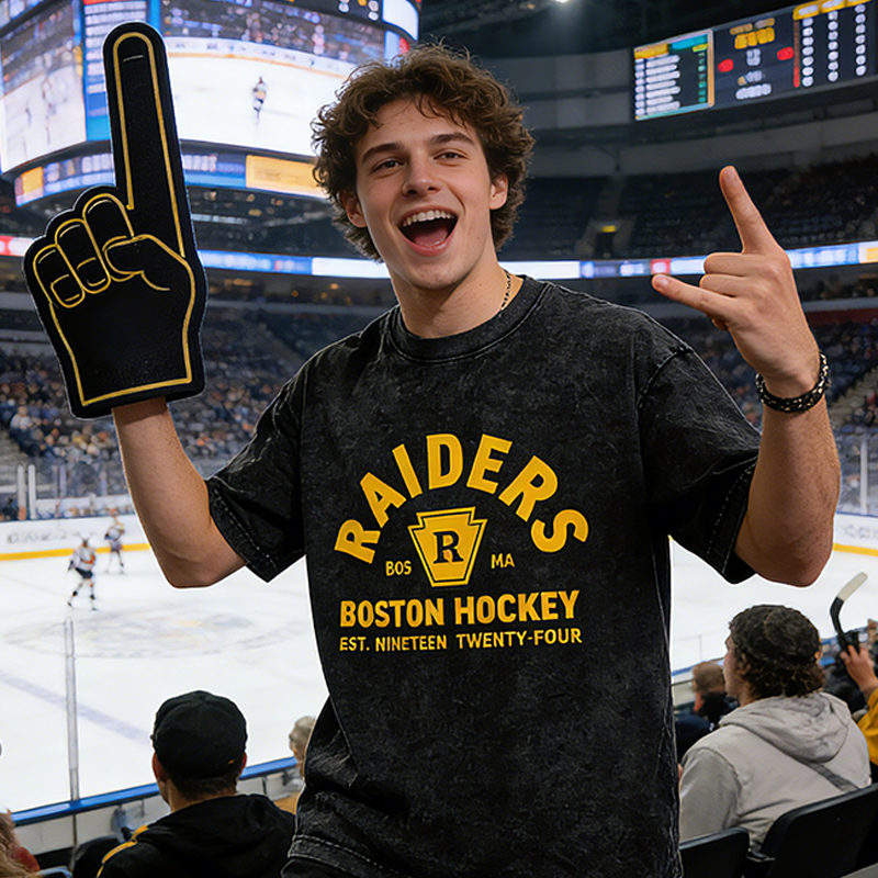 Personalized Boston HockeyTeam Washed T-Shirt Custom Name and Number for Hockey Fans