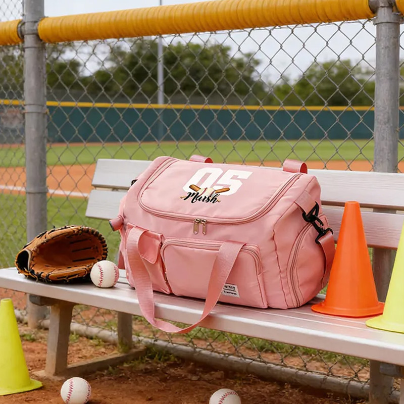 Personalized Ball Sports Name Number Large Travel Bag with Multiple Compartments and Shoulder Straps Birthday Back to School Gift for Sport Lover