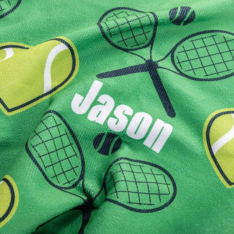 Personalized Heart Tennis Racket Soft Absorbant Towel with Name Sport Accessories Gift for Tennis Player