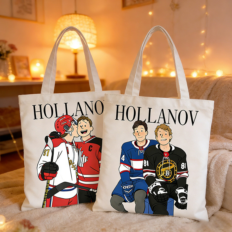 Personalized HR Hockey Tote Bag with Hollanov Cute Character Cartoon For Movie Book Fans Gift