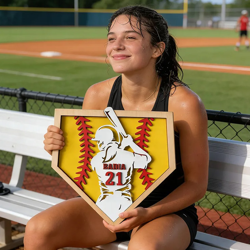 Personalized Softball Name Sign 3D Softball Plaque Gift for Softball Lovers Softball Girls