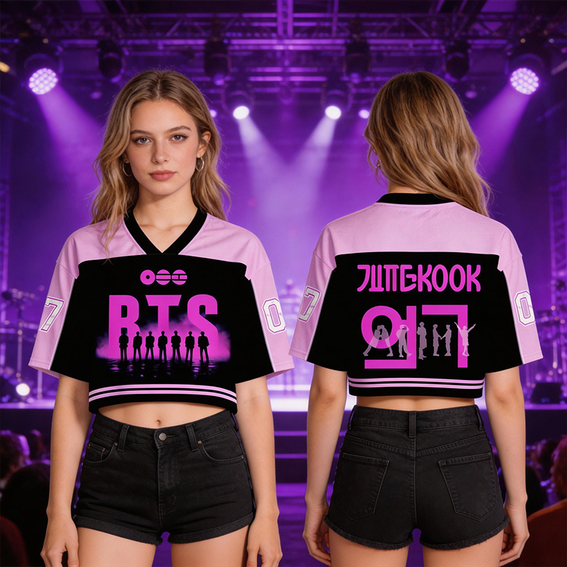 K-Pop Crop Top Jersey Purple Fan Jersey Merch Concert Outfif