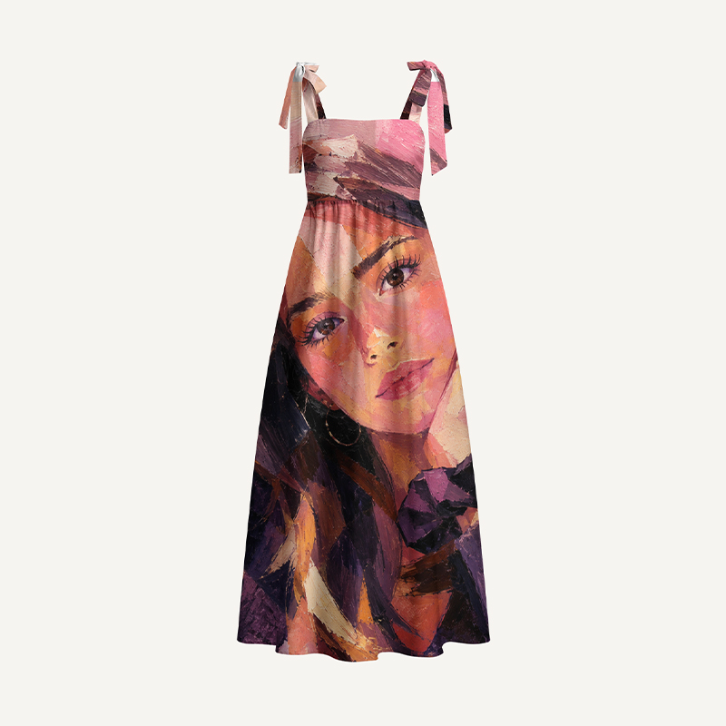 Personalized Oil Painting Photo Maxi Dress Custom Image Gift for Summer