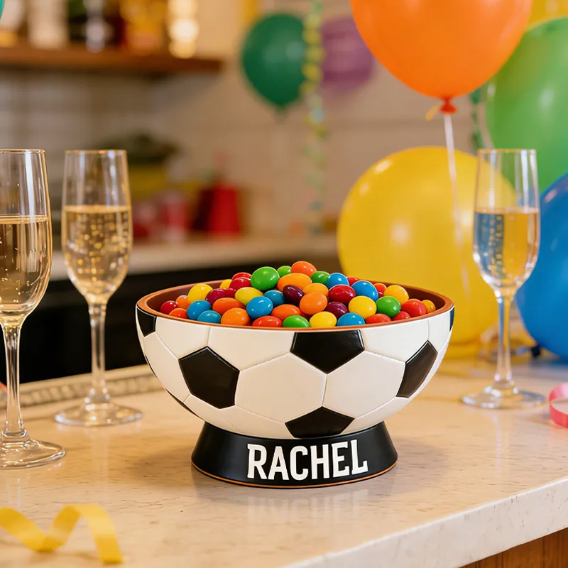 Personalized 3D printed Soccer Ball Snack Bowl with Custom Name TV Snack Bowl Match Day Gift for Football Fans Sports Lover Gift Dad Gift