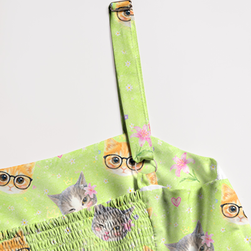 Personalized Pet Photo Birth Floral Maxi Dress Custom Tiered Ruffle Unique Gift for Cat Mom Dog Owner