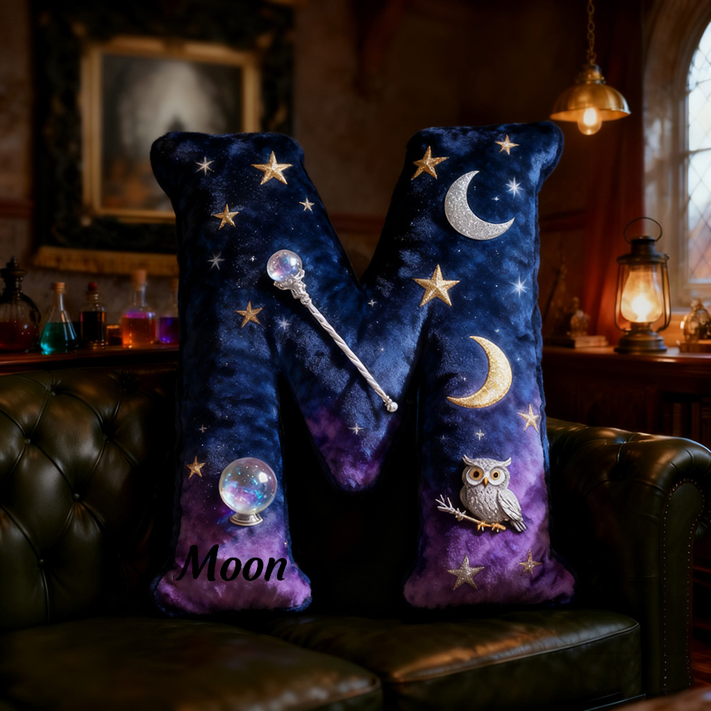 Personalized Mystery Witch Pillow Decorated with Pentagrams Crystal Balls  Magic Wands Owls and Starry Sky Patterns Graphic 3D Print Pillow