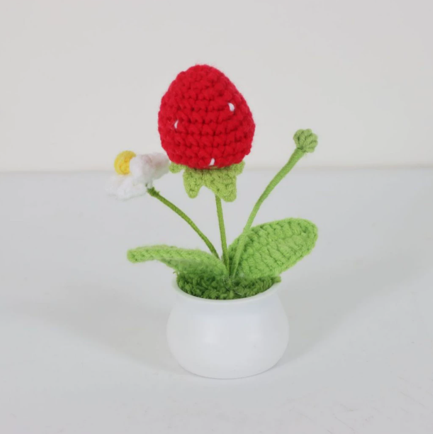 Personalized Crochet Flower in Pot Handmade Gift for Her Personalized Gift for Teacher Home Decoration Desk Decoration Crochet Rose in Pot
