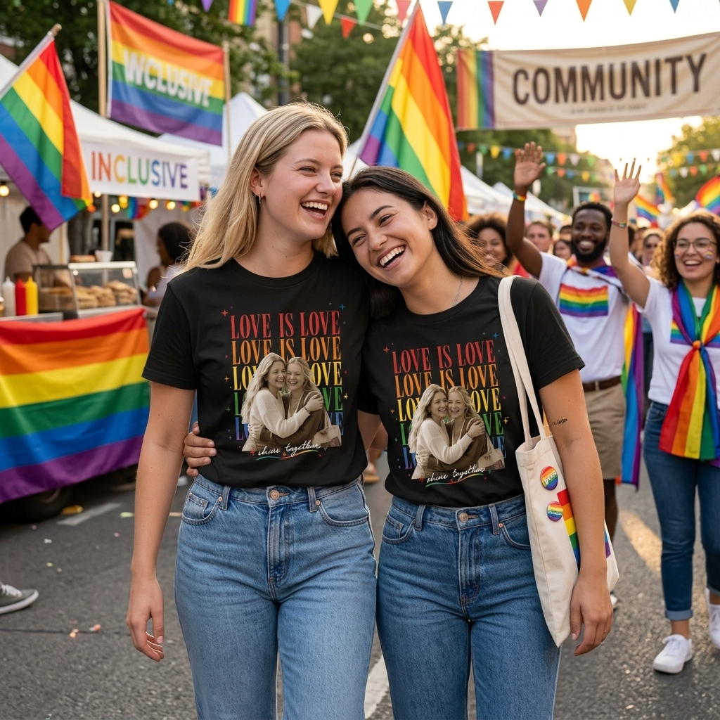 Personalized Love Is Love T-shirt with Photo Pride Couple Shirt Custom LGBTQ+ Gift Custom Face Graphic Tee LGBTQ Amsterdam World Pride 25th Anniversary Equality Gift
