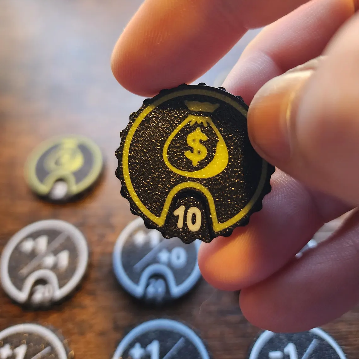 Arkham Horror LCG Premium Acrylic Token Set | Upgrade Tokens for Resources, Clues, Doom & Skill Modifiers | Tabletop Game Accessories