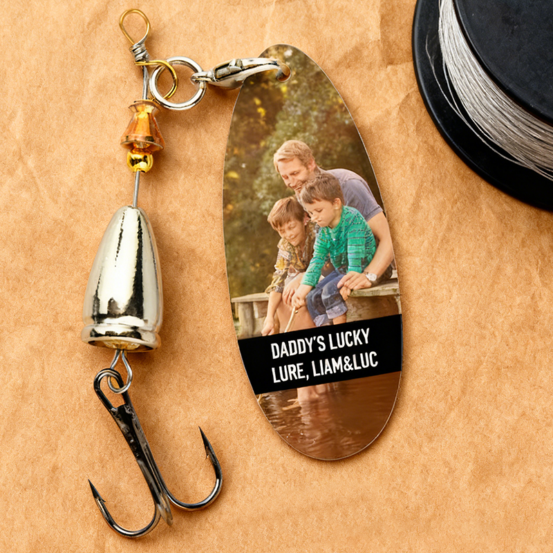 Personalized Fishing Lure Fishing Hook Father’s Day Gift Anniversary Gift Custom Photo and Text Unique Gift for Dad Husband or Fishing Enthusiasts