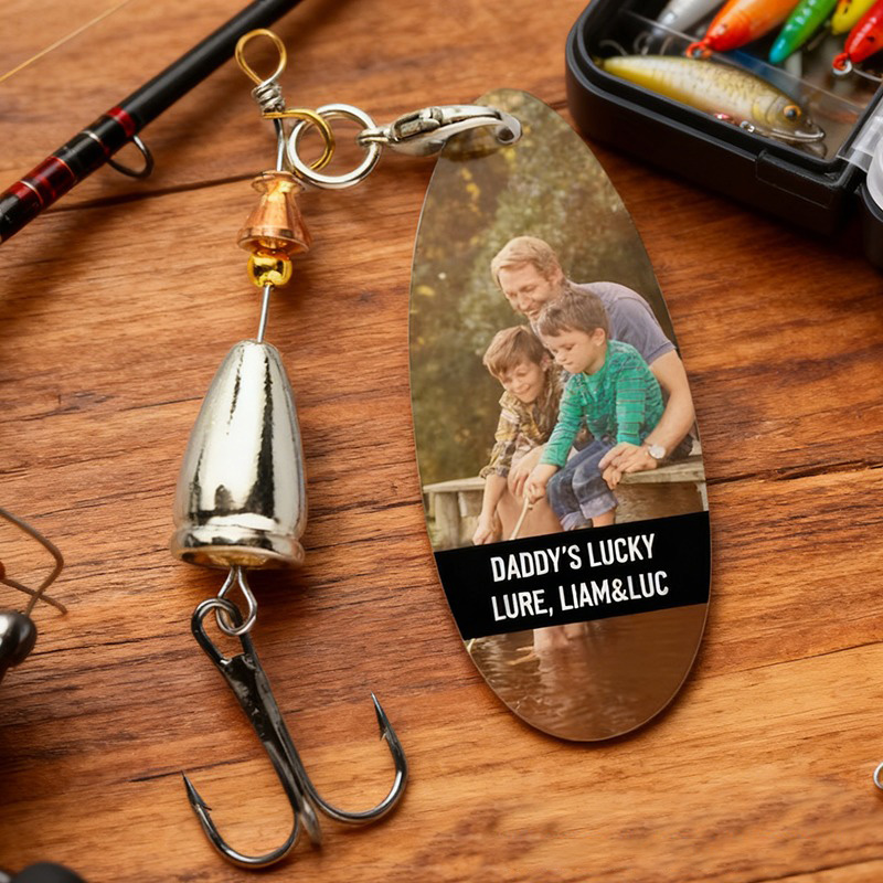 Personalized Fishing Lure Fishing Hook Father’s Day Gift Anniversary Gift Custom Photo and Text Unique Gift for Dad Husband or Fishing Enthusiasts
