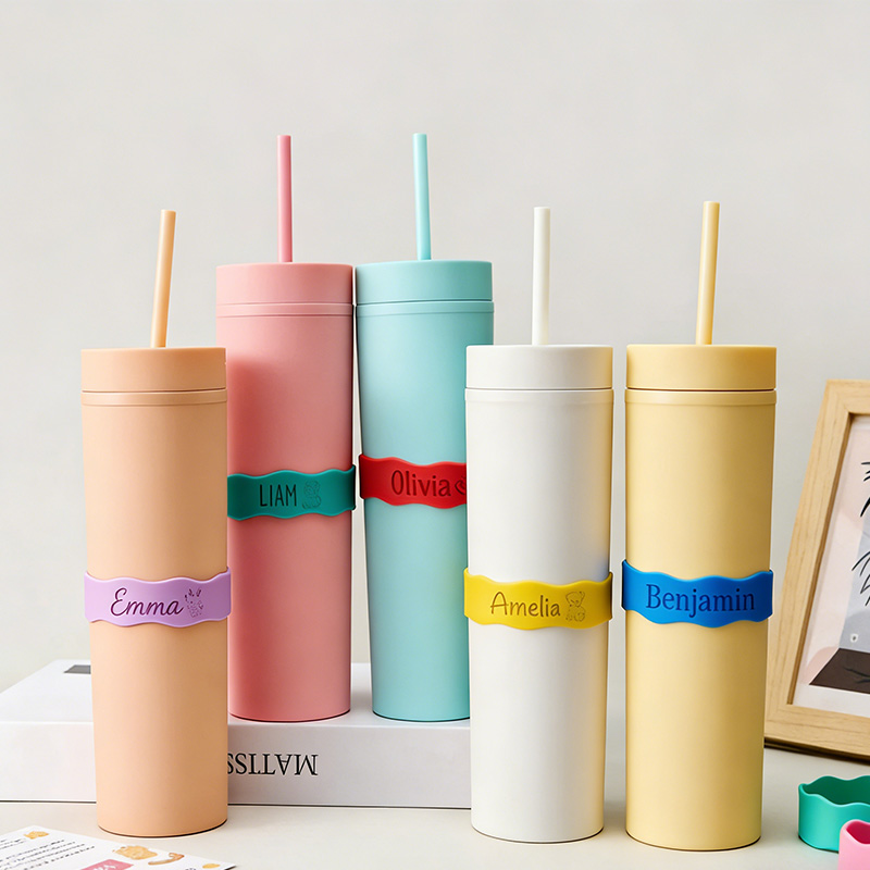 Personalized Silicone Bottle Bands Custom Name Labels for Kids Baby Bottles Sippy Cups Water Bottles & Tumblers gift for kids