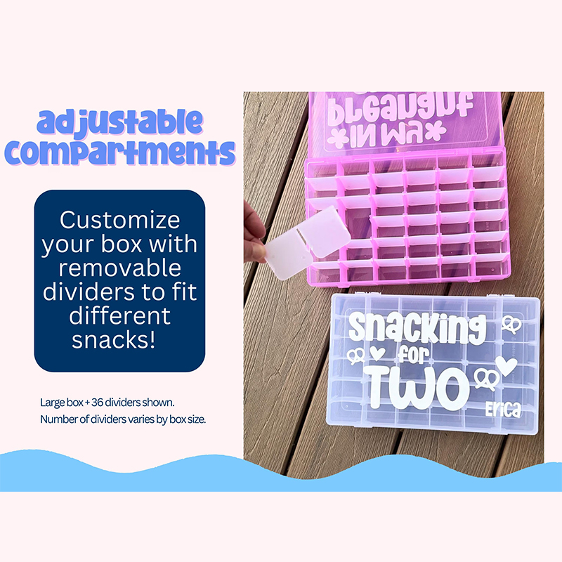 Personalized Dance Gymnastics Cheer Snack Box 3 Sizes Custom Plastic Divided Treat Case Kids Recital Competition Fuel Organizer
