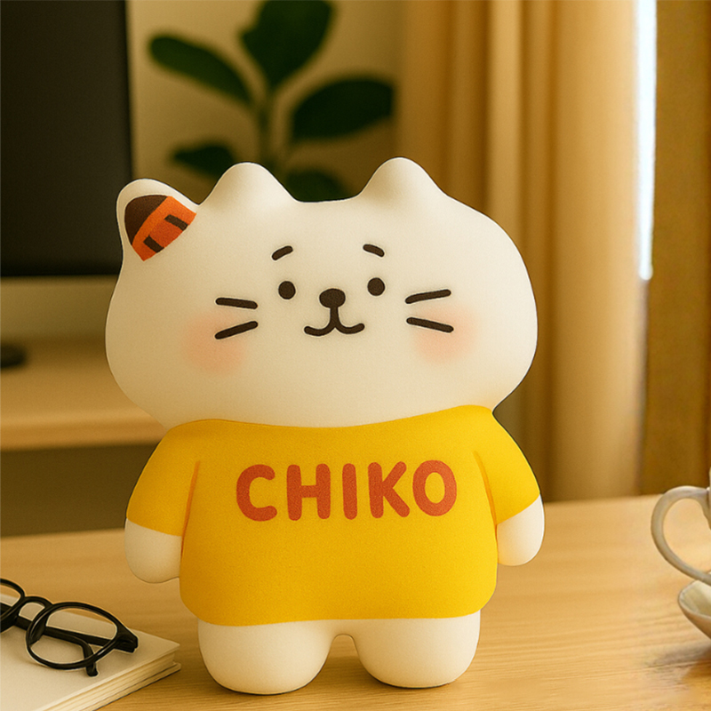 Personalized Cat Thow Pillow Custom Pillow with Name Cute Cartoon Kitty Plush Toy for Kids Cat Lovers Home or Bedroom Decor Gift