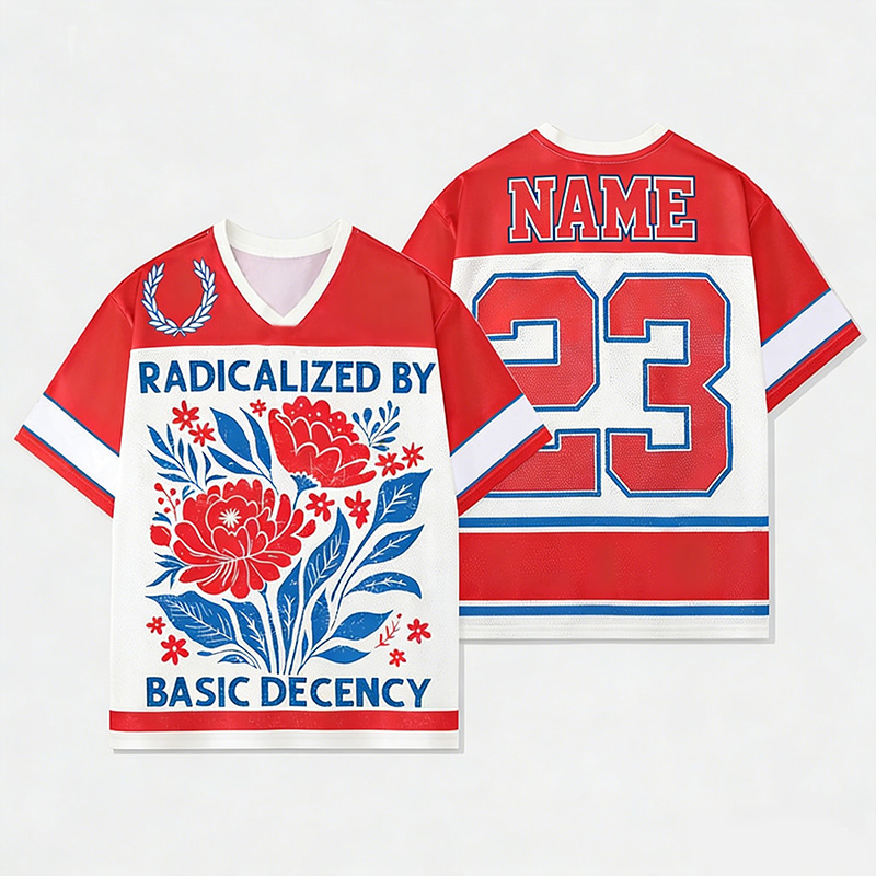 Personalized Radicalized By Basic Decency Mesh Jersey Sports Shirt  For Her