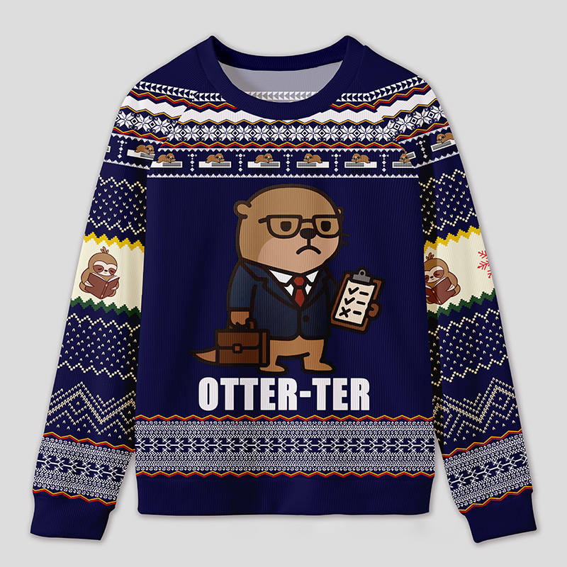 Personalized Otter Auditor Humor Ugly Sweater Office Holiday Party Gift for Accounting Pros