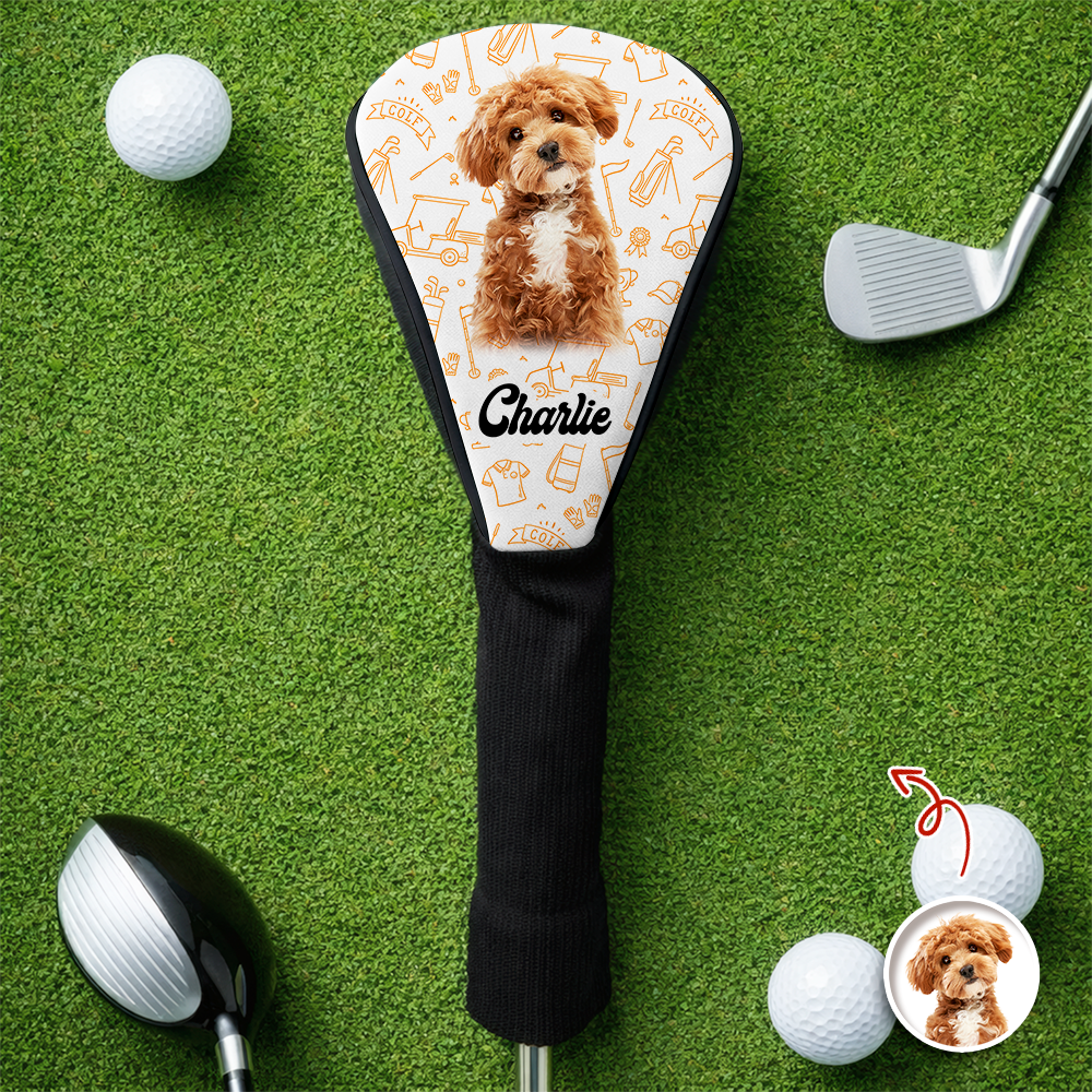 Personalized Puppy Photo Golf Head Cover Funny Gifts For Dog Lovers 