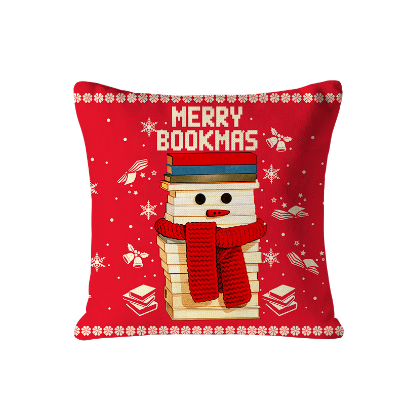 Personalized Christmas Bookworm Pillow with Name Warm Holiday Gift for Book Lovers