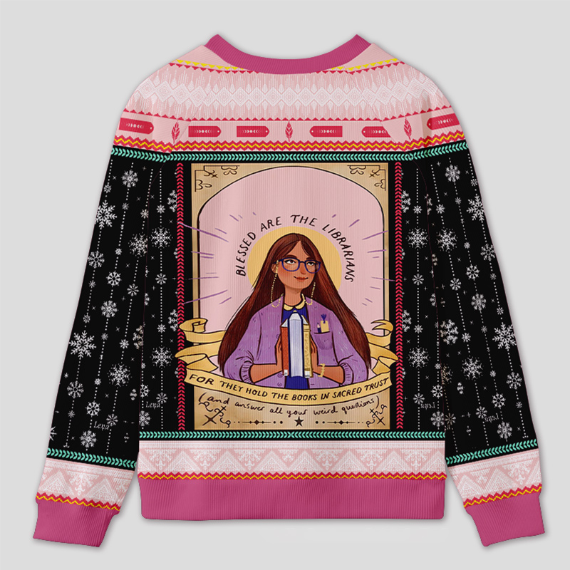 Personalized Librarian Appreciation Ugly Sweater Office Holiday Party Gift for Book Lovers