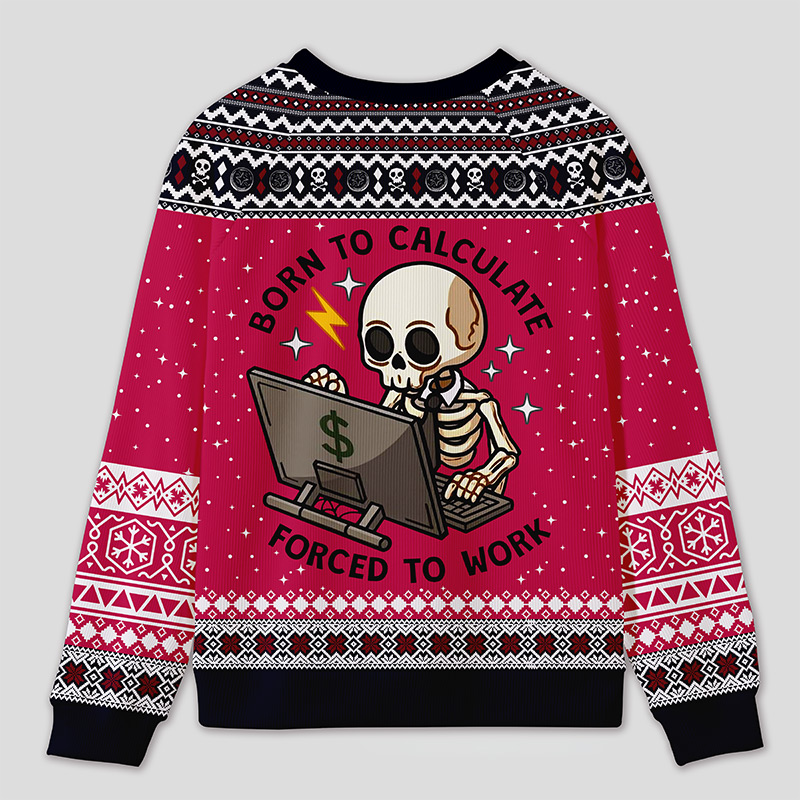Personalized Working Skeleton Accountant Humor Ugly Sweater Office Holiday Party Gift for Accountants