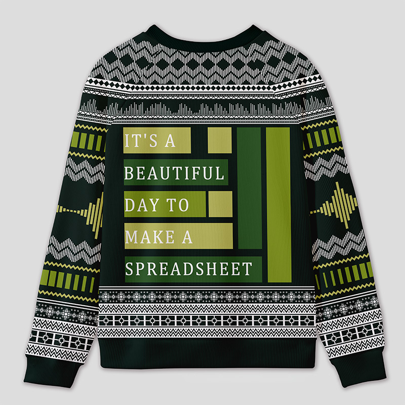 Personalized Spreadsheet Geek Humor Ugly Sweater Office Holiday Party Gift for Accounting Professionals