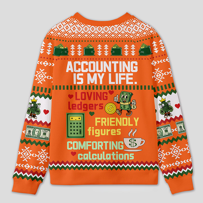 Personalized Accounting Humor Funny Ugly Sweater Office Holiday Party Gift for Finance Pros