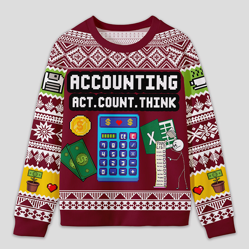Personalized Calculator Challenge Humor Ugly Sweater Office Holiday Party Gift for Accountants