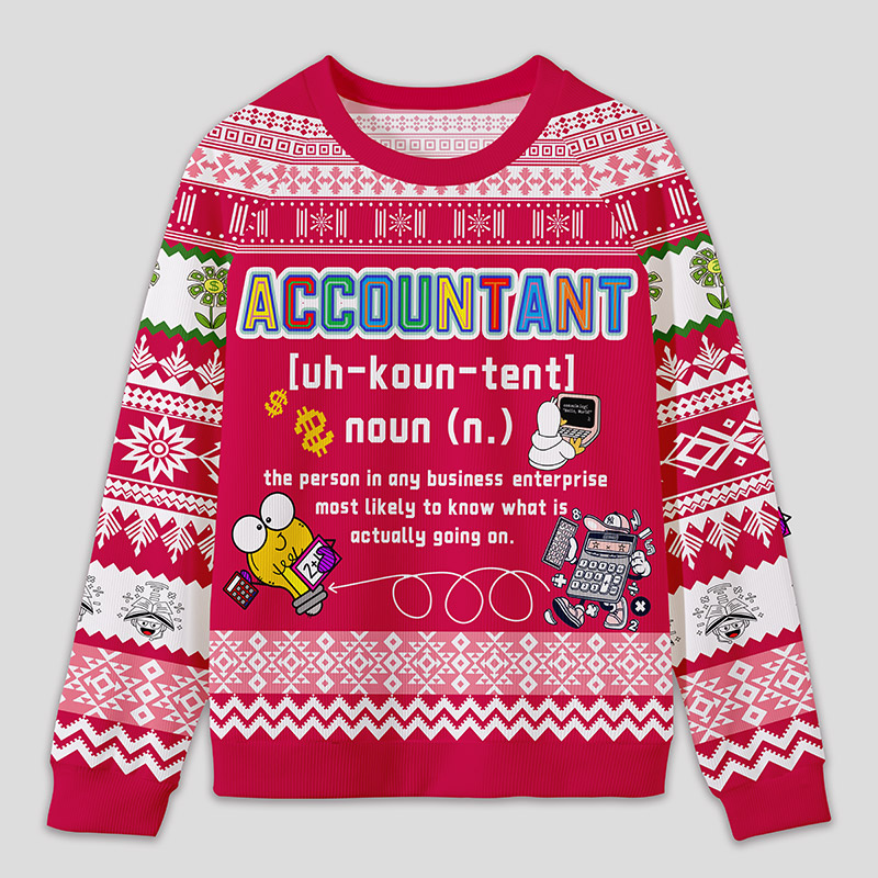 Personalized Energetic Accounting Funny Ugly Sweater Office Holiday Party Gift for Finance Pros