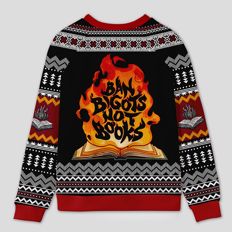 Personalized Anti Book Ban Humor Ugly Sweater Office Holiday Party Gift for Book Defenders