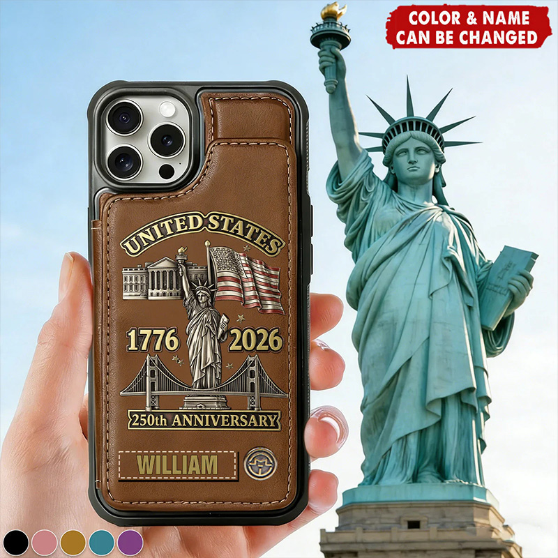 Personalized American 250th Anniversary Wallet Phone Case for Everyone Gift