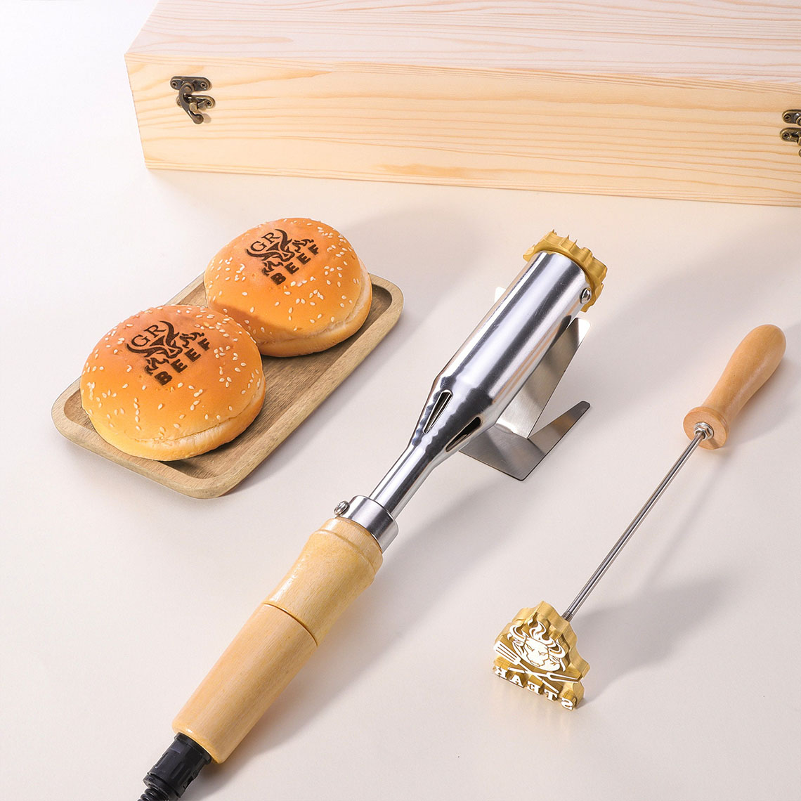 Personalized Branding Iron Stamp for Food with Name Burger Branding Stamp Hamburger Buns Branding Iron Gift for Baker Baking Lover Gift