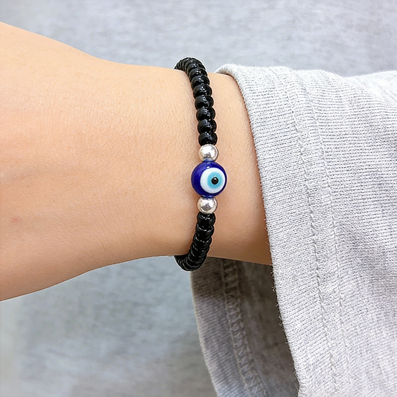 Personalized Evil Eye Bracelet Beaded Protection Jewelry Gift for Couples
