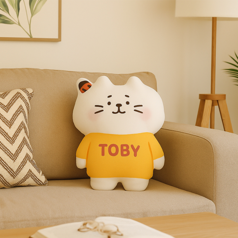 Personalized Cat Thow Pillow Custom Pillow with Name Cute Cartoon Kitty Plush Toy for Kids Cat Lovers Home or Bedroom Decor Gift