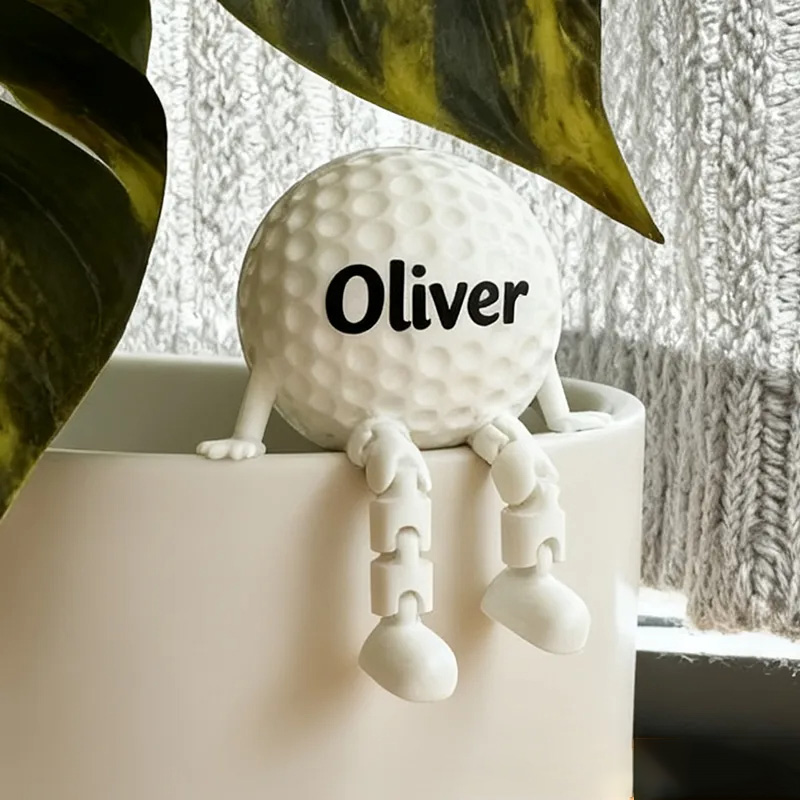 Personalized Golf Ball Decor with Dangling Legs and Custom Name