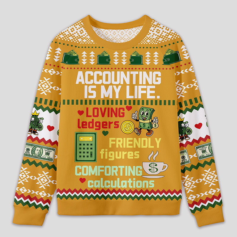 Personalized Accounting Humor Funny Ugly Sweater Office Holiday Party Gift for Finance Pros