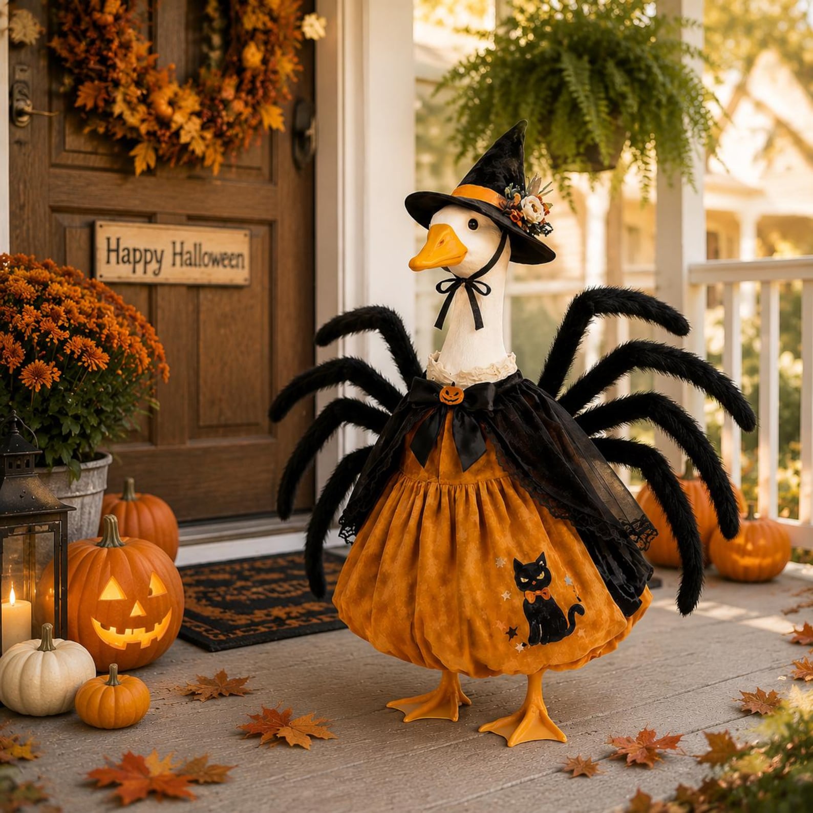 Witch Gardener Goose Outfit 23 Inch Porch Goose Costume Halloween Porch Decorations