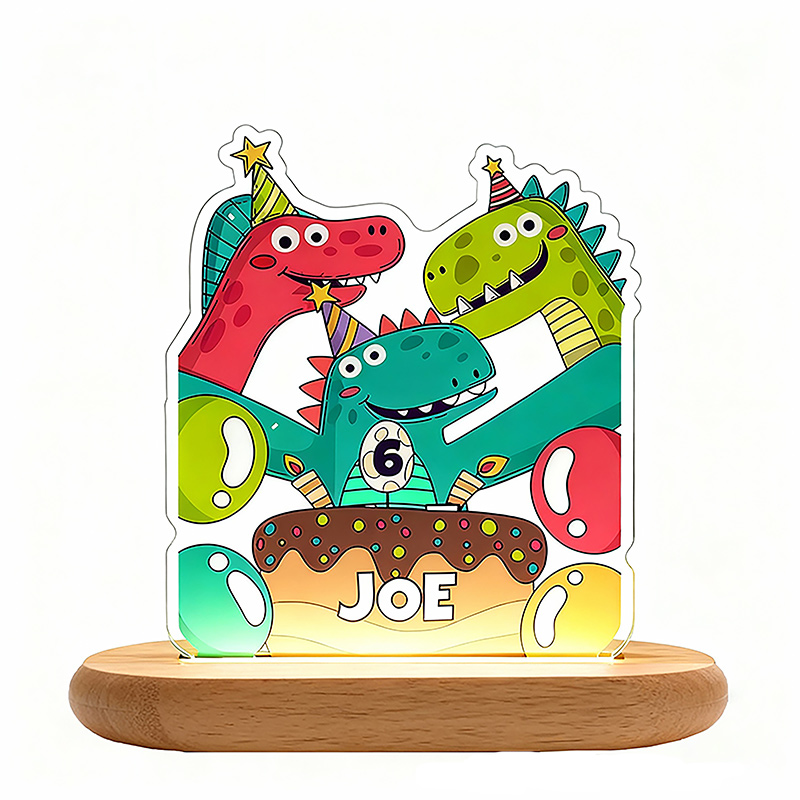 Personalized Cartoon Party Dinosaur Night Light Custom Name and Age Number Birthday Special Occasion Gift for Kids