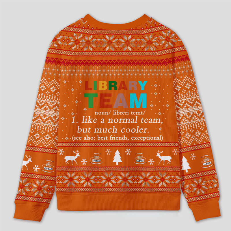 Personalized Library Team Themed Ugly Sweater Festive Gift for Book Loves