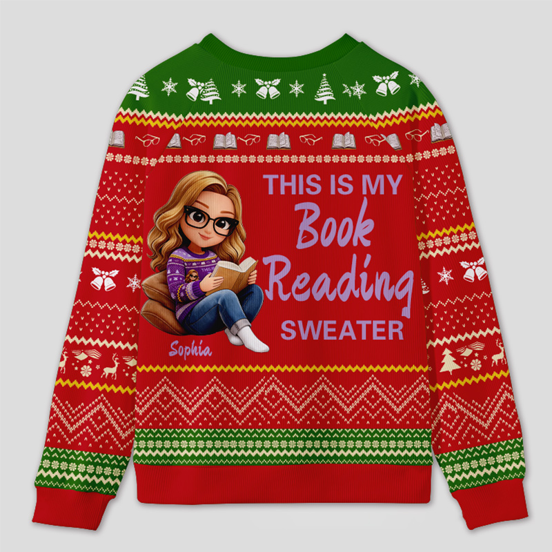 Personalized Bookworm Exclusive Reading Time Ugly Sweater Holiday Gift for Book Lovers