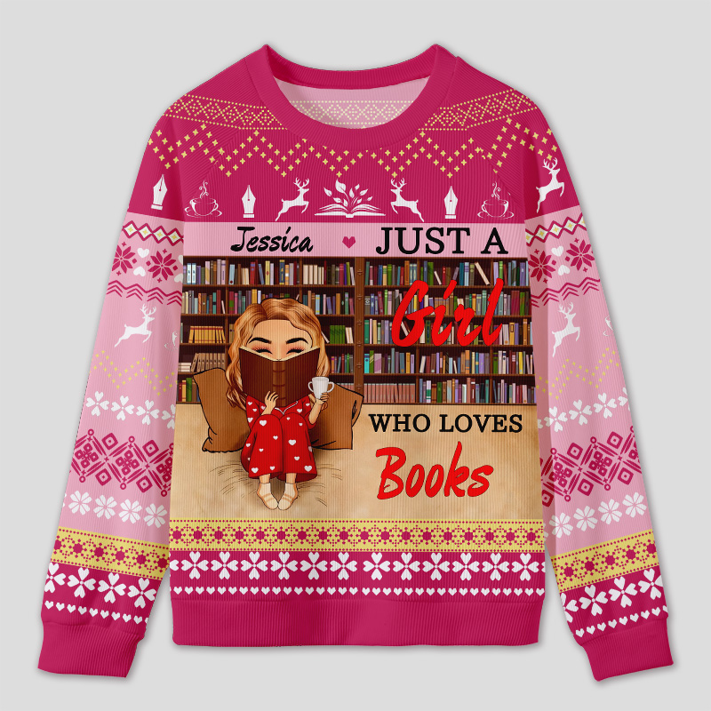 Personalized Reading Enjoyment Bookworm Ugly Sweater Festive Gift for Book Lovers