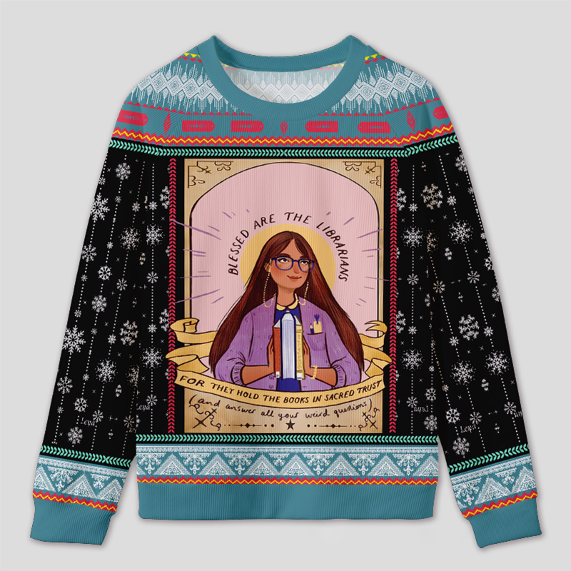 Personalized Librarian Appreciation Ugly Sweater Office Holiday Party Gift for Book Lovers