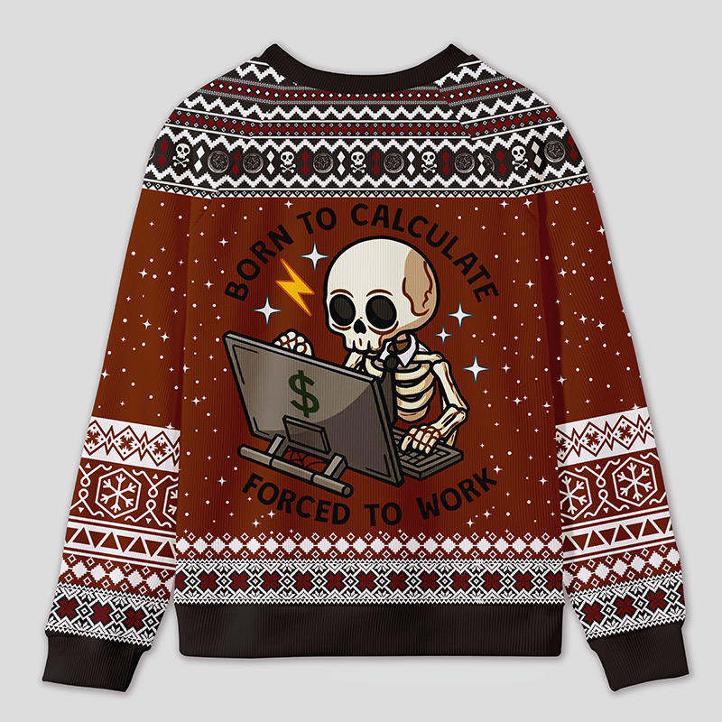 Personalized Working Skeleton Accountant Humor Ugly Sweater Office Holiday Party Gift for Accountants