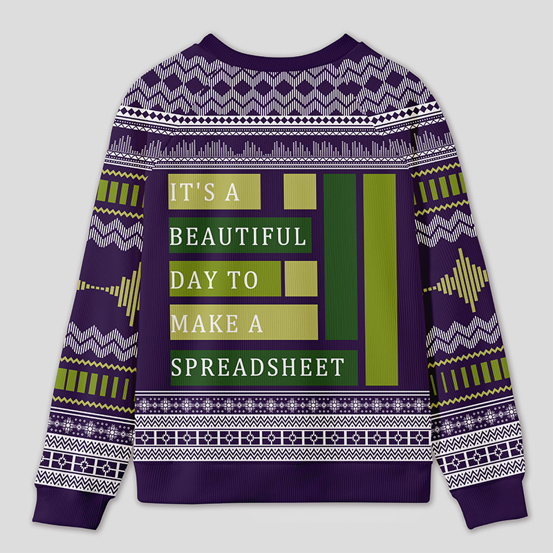 Personalized Spreadsheet Geek Humor Ugly Sweater Office Holiday Party Gift for Accounting Professionals